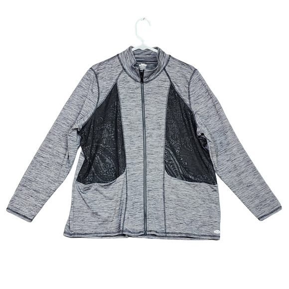 Maurices Zip Up Jacket In‎ Motion Size 1 Heather Gray Black Mesh Lace 16/18 - Picture 1 of 7